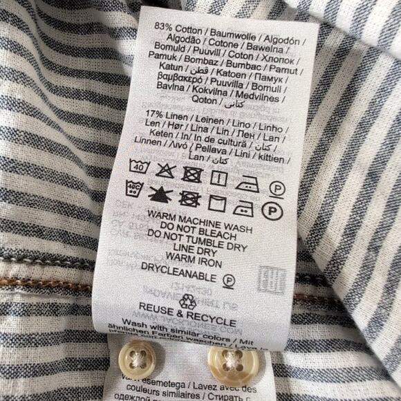 Jack & Jones striped cotton/linen, button-front men's shirt, size Large - Picture 7 of 10